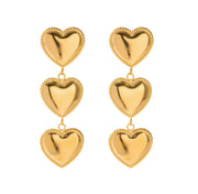 Three Hearts  Hallow Drop Earrings