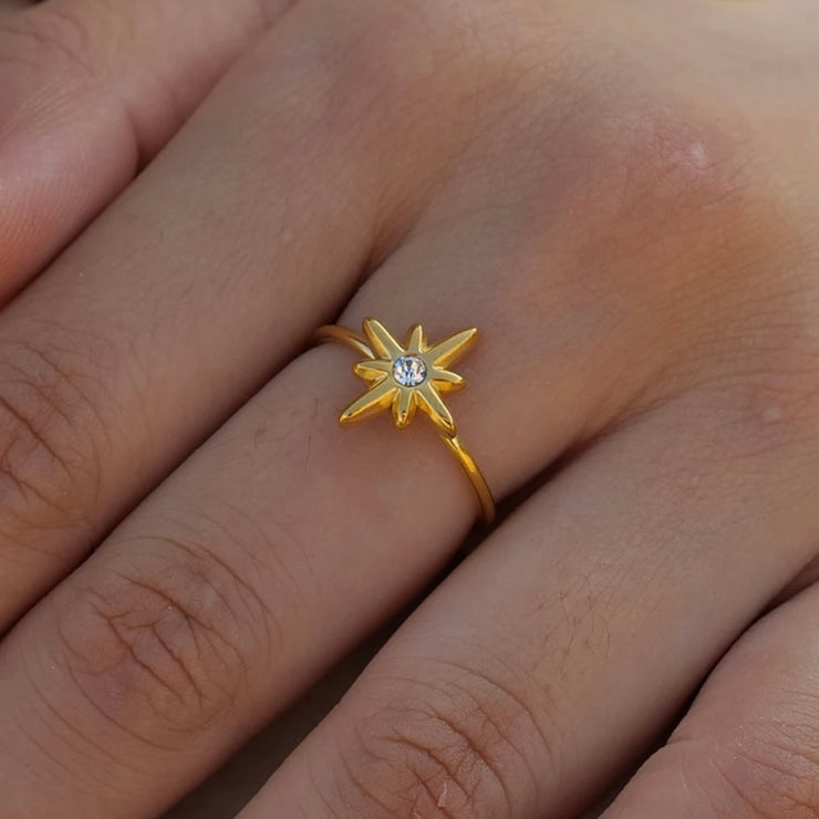 Eight Point Star Open Ring