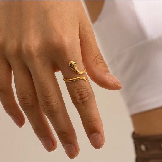 Green Eye Snake Open Ring XMTX Collections