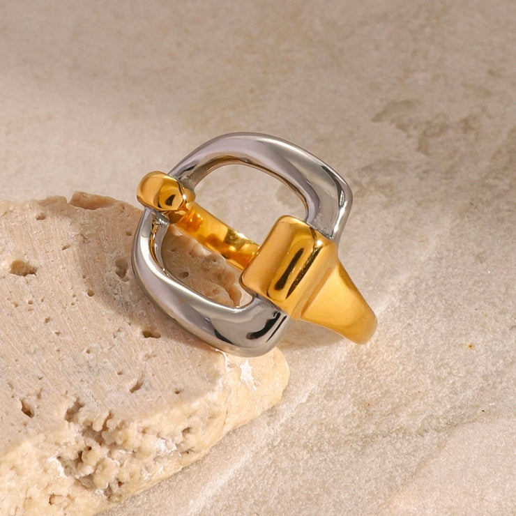 Buckle Two Tone Open Ring