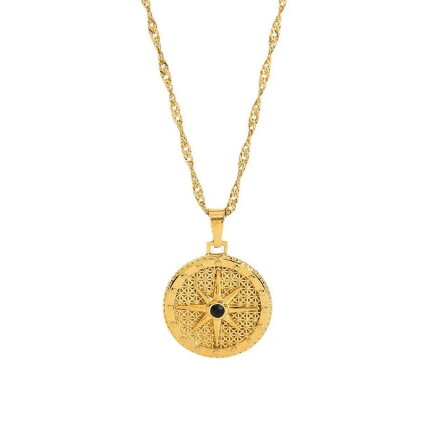 Eight Point Star Coin Necklace