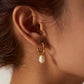 Delicate Sandy Freshwater Pearl Star Charm Earrings – hypoallergenic non-tarnish waterproof gold earrings with pearls and celestial star drop