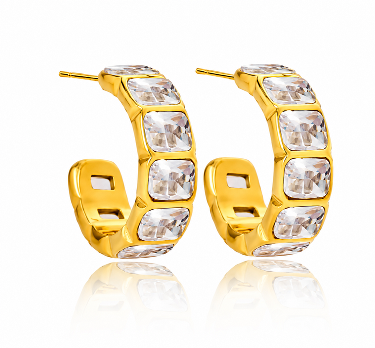 Shira Square CZ Hoop Earrings XMTX Collections