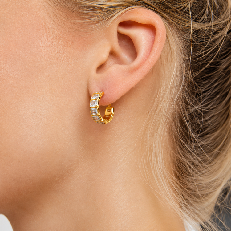 Shira Square CZ Hoop Earrings XMTX Collections