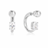 Jordan silver stud hoop earrings stainless steel hypoallergenic oval cubic zirconia