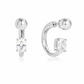 Jordan silver stud hoop earrings stainless steel hypoallergenic oval cubic zirconia