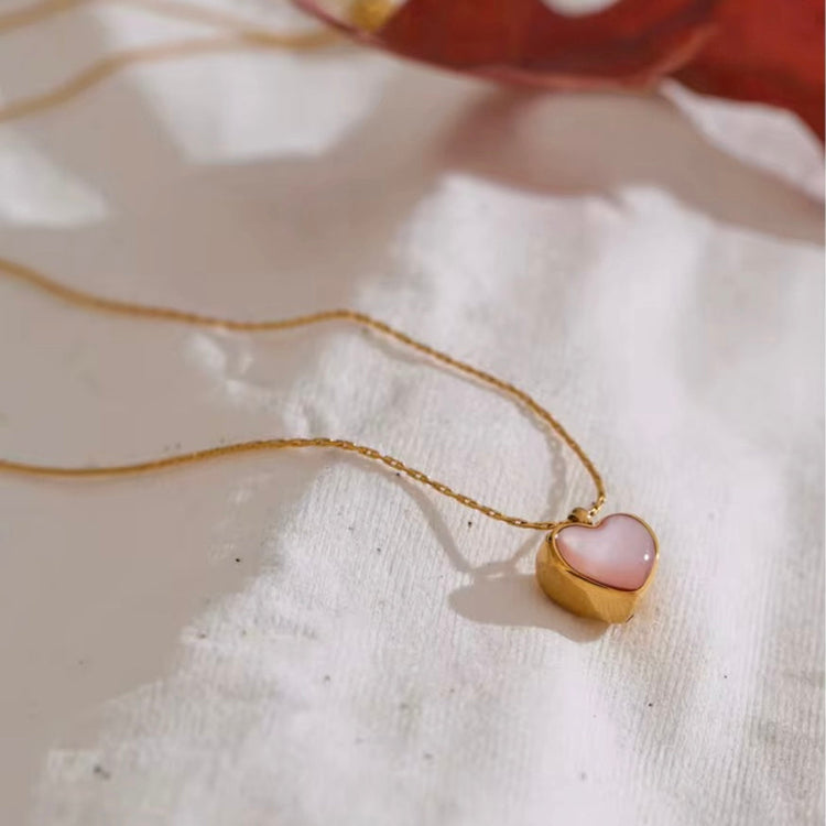 Pink Heart Shell Necklace XMTX Collections