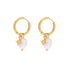Delicate Sandy Freshwater Pearl Star Charm Earrings – hypoallergenic non-tarnish waterproof gold earrings with pearls and celestial star drop