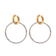 Shari Double Hoop Earrings with gold huggie and silver hoop design by XMTX Collections.