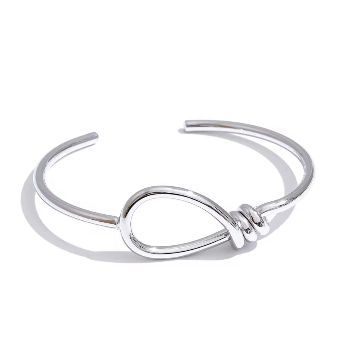 Silver knot cuff bracelet minimalist stainless steel jewelry