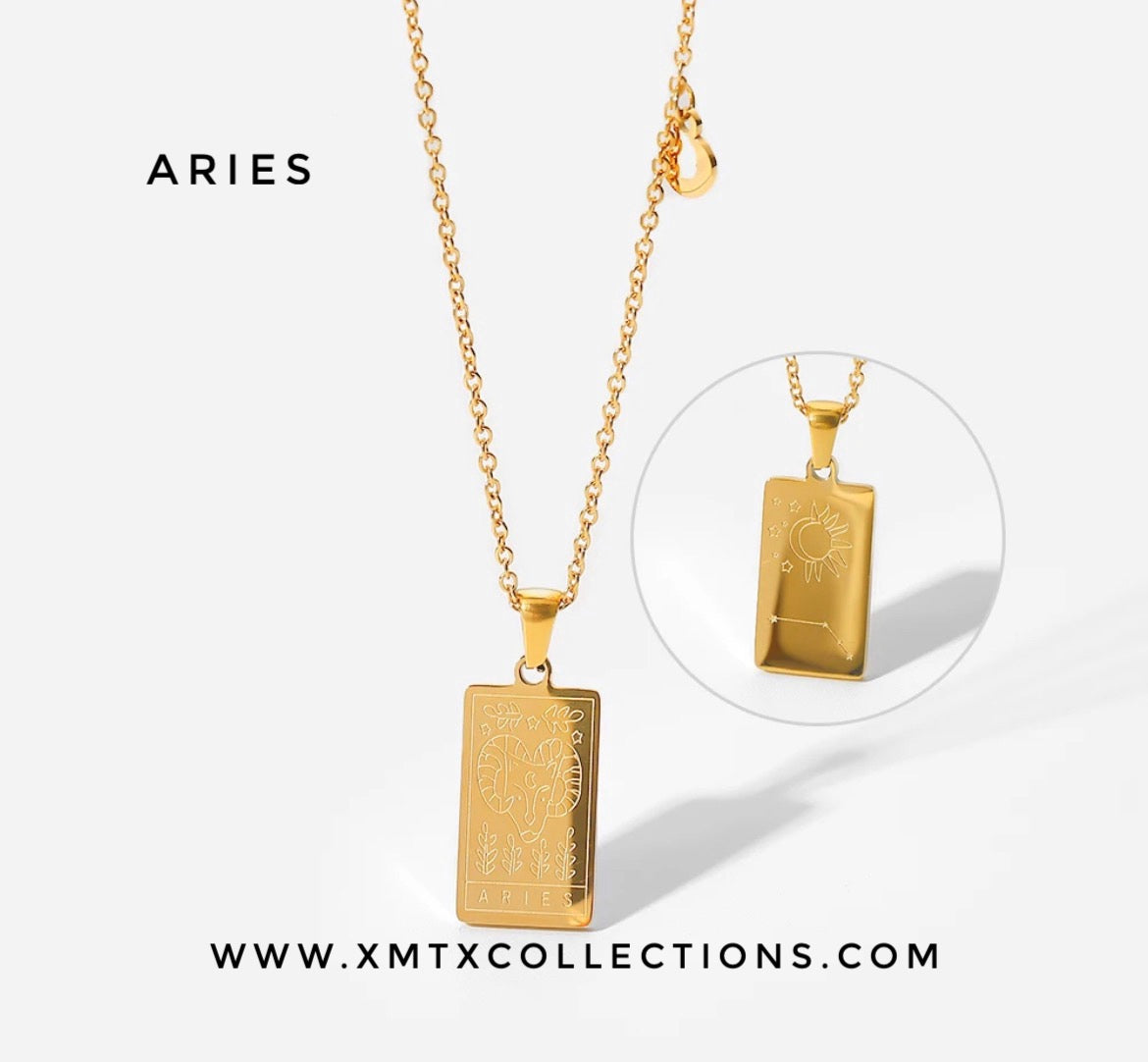 Reversible zodiac pendant with celestial design – 18K gold astrology necklace for astrology lovers and trendy jewelry collectors