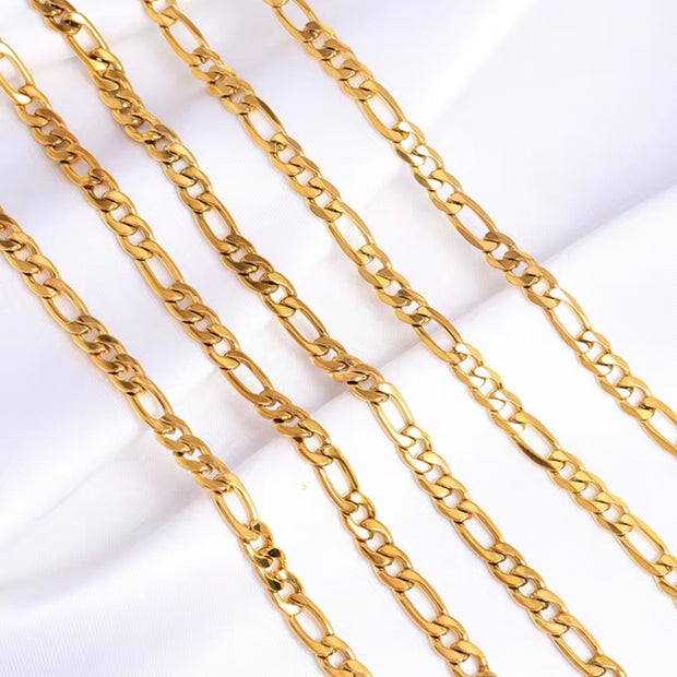 As a timeless accessory, our Unisex Figaro Chain Necklace offers both style and durability. With sturdy craftsmanship, this necklace is perfect for everyday wear and can be paired with any outfit. Its classic design makes it a versatile piece that will never go out of fashion.

 

Made to last! 

Tarnish and Water Resistant, Hypoallergenic, Beach, Shower Friendly

22" inches long No ext

24" inches long NO ext

Closure :Lobster Clasp

18k Gold Plated over 316L Stainless Steel base.  

