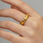 Non-tarnish stainless steel ring with shell detail