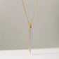 Close-up of Alana Slider Long Necklace crystal slider detail