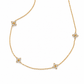 Ari Floral Necklace featuring sparkling cubic zirconia flower stations on a waterproof 18K gold PVD chain