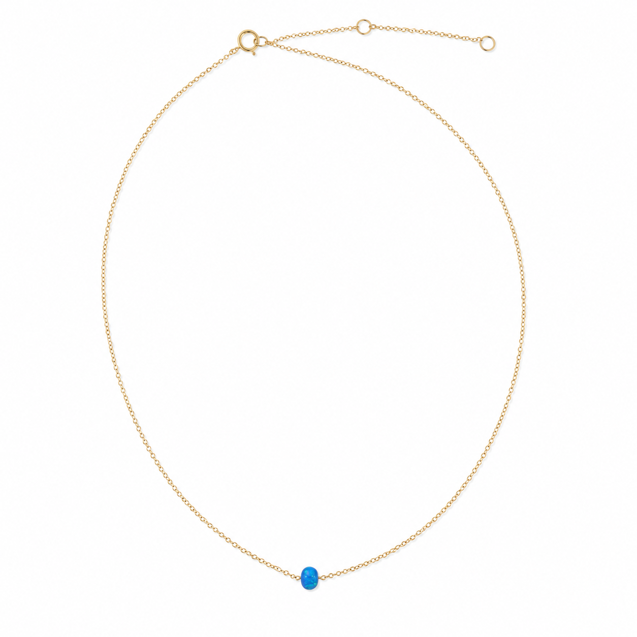 Minimalist blue opalite necklace on a delicate gold plated sterling silver chain