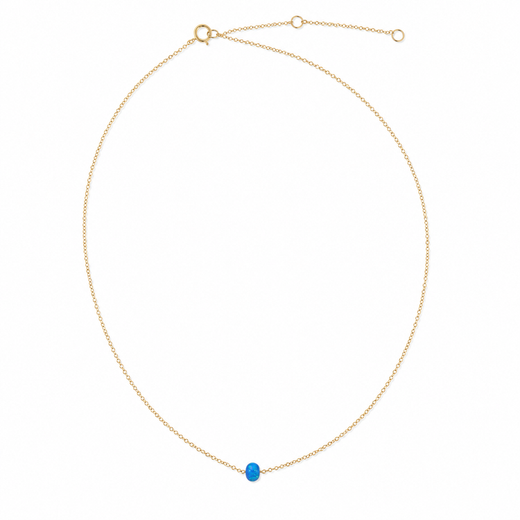 Minimalist blue opalite necklace on a delicate gold plated sterling silver chain