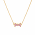 Bow Rhinestone Necklace with pink rhinestone accents on a gold chain