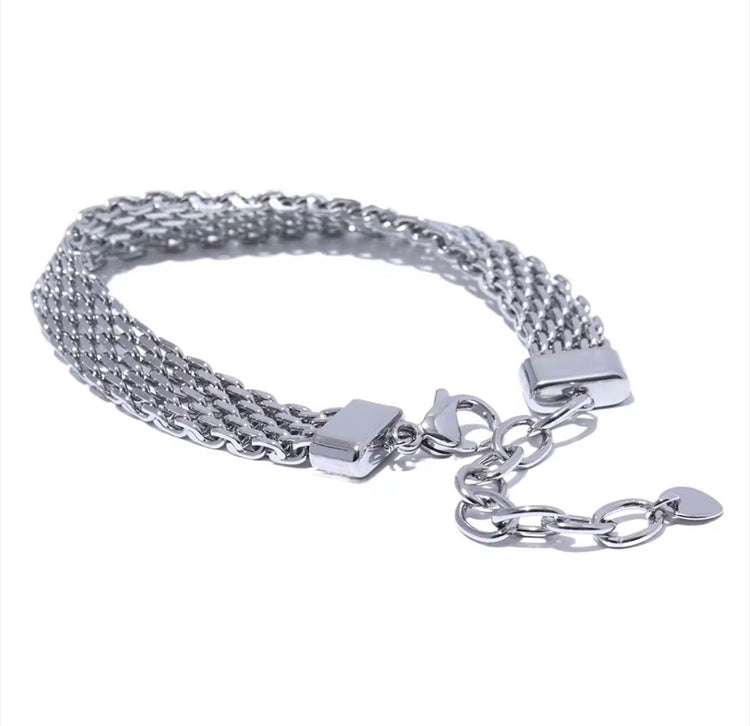 Bria Woven Bracelet in silver stainless steel non tarnish bracelet