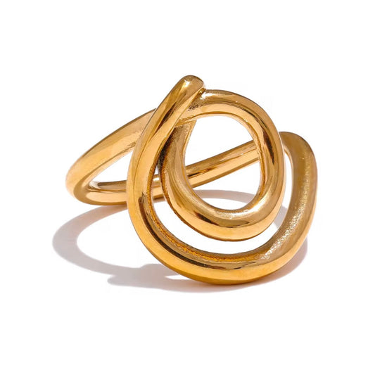 Cassie ring close-up high polish gold sculptural design
