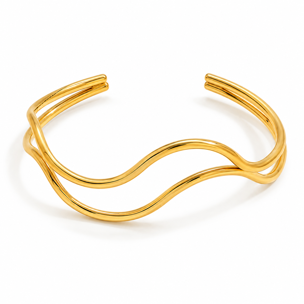Cindy waterproof non-tarnish gold wave bangle bracelet