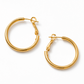 Dulcie gold hoop earrings with a polished finish, crafted from waterproof non-tarnish 18K Gold PVD-plated stainless steel