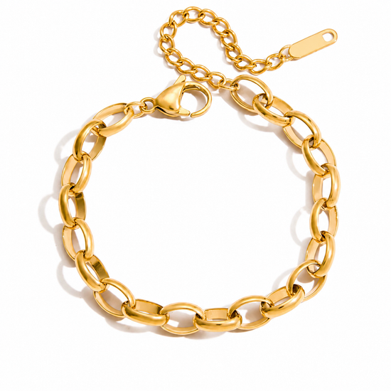Elongated Oval Link Bracelet – White Background Product Photo