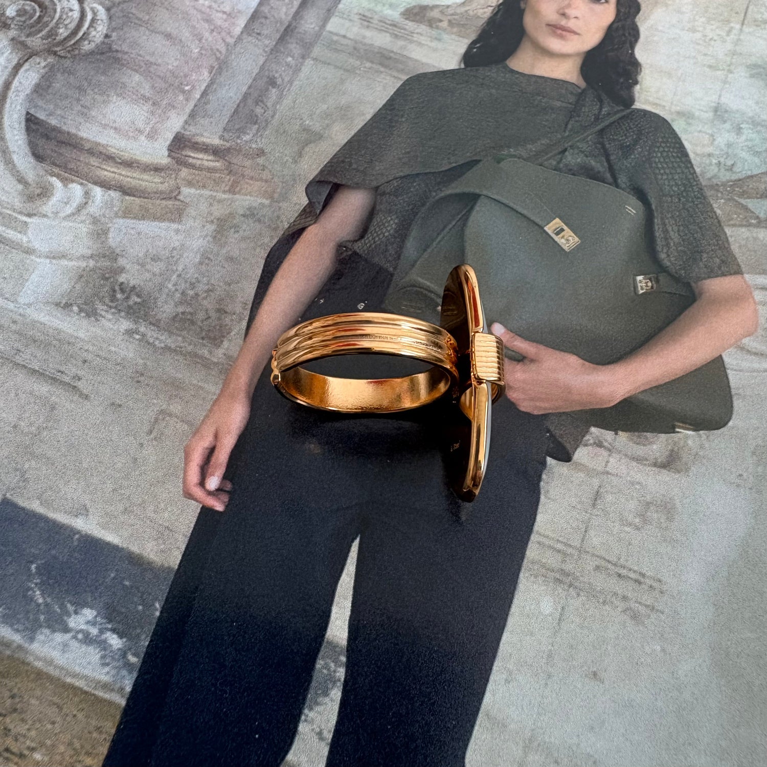 Gold open ring mother of pearl minimalist statement jewelry
