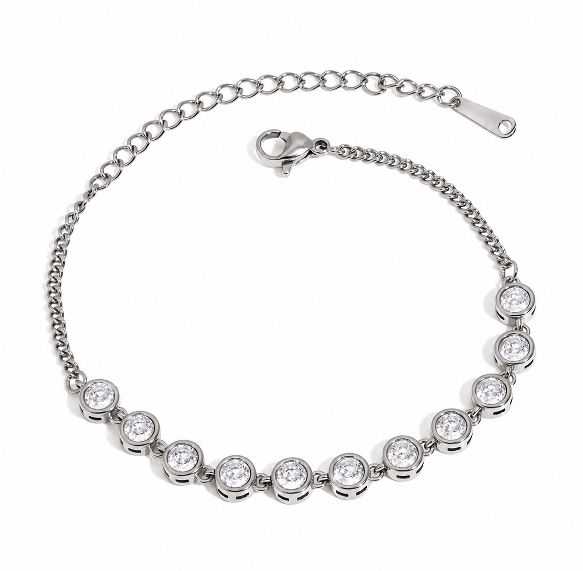 Jane silver rhinestone bracelet with round sparkling stones