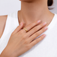 Lauren gold ring on model hand, minimalist waterproof jewelry for everyday wear