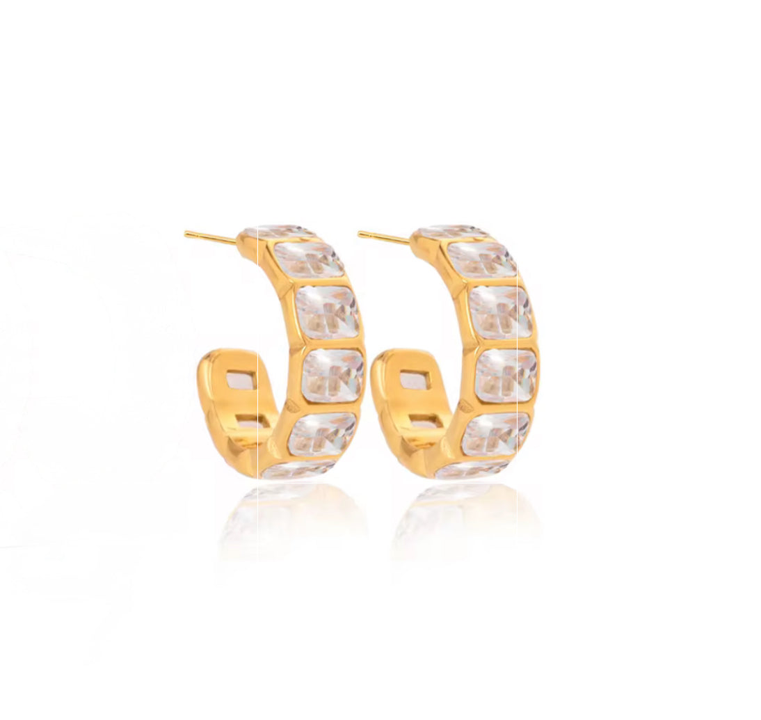 Shira Square CZ Hoop Earrings XMTX Collections