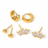 Lilly three stack earrings set with heart stud huggie and crystal ear climber