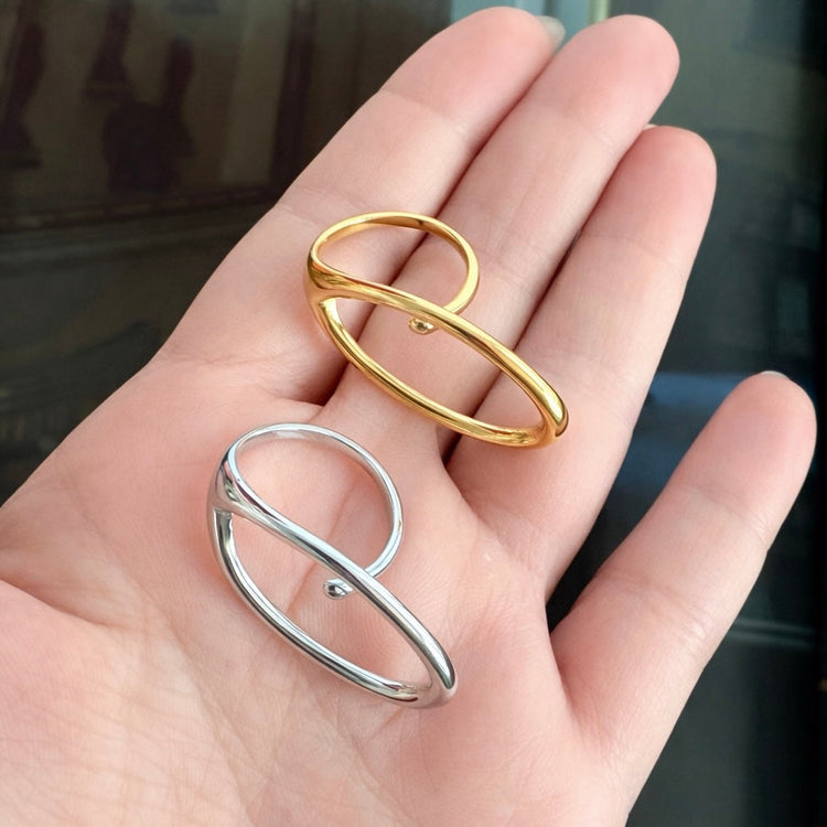 Liv Ring gold and silver sculptural open ring set