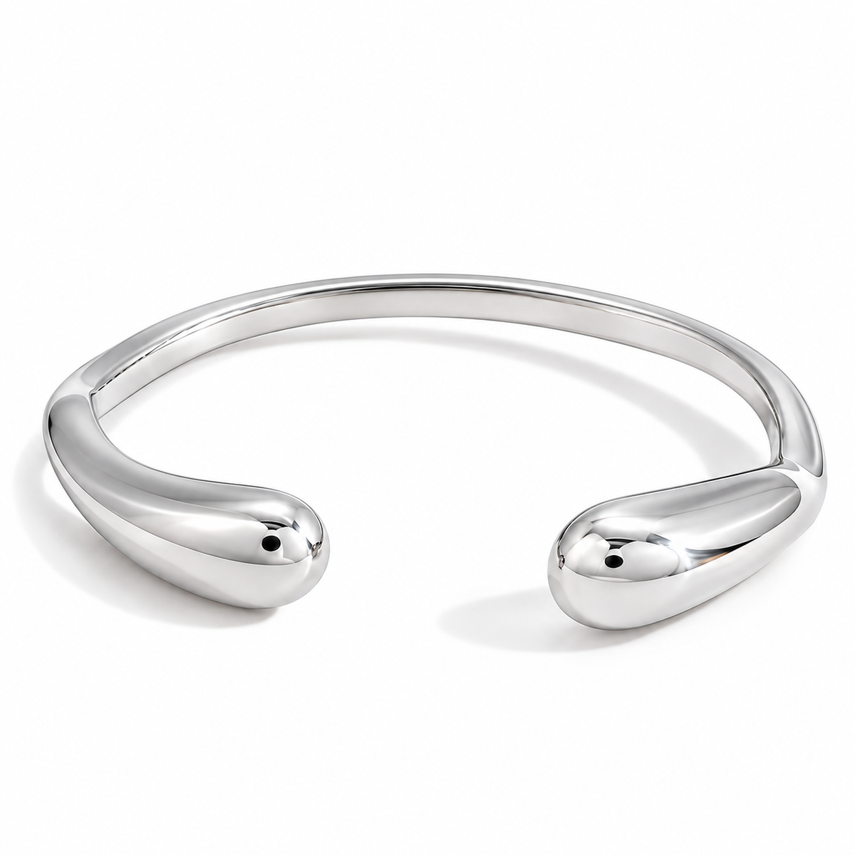 Lucia silver bangle bracelet with smooth open cuff design