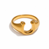 Lucky Horseshoe Ring in 18K gold PVD plated stainless steel featuring a polished horseshoe design on a white background.