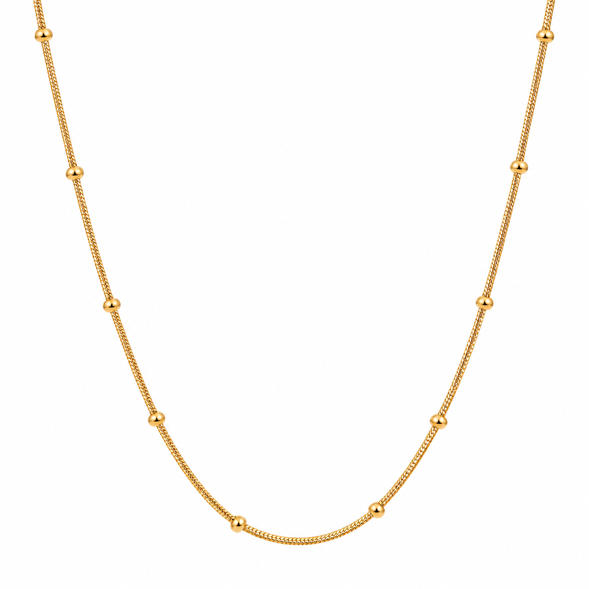Lyssa Bead Chain Necklace with delicate gold beads, 18K Gold PVD plated waterproof non-tarnish jewelry