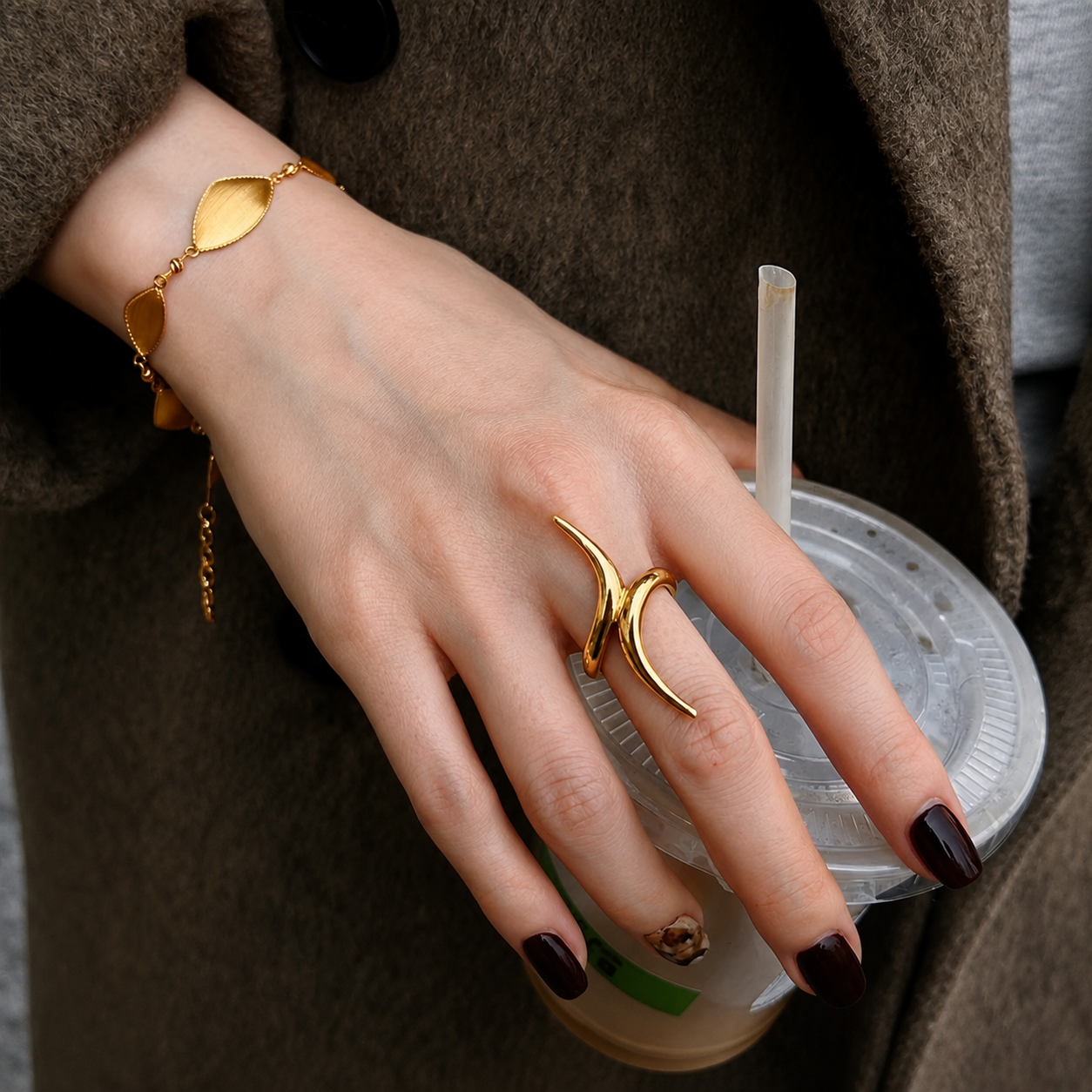 Mavis gold open ring styled for everyday