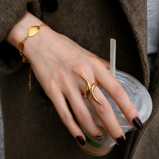Mavis gold open ring styled for everyday