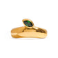 Front view of Natalie Ring gold dome ring with emerald green marquise stone