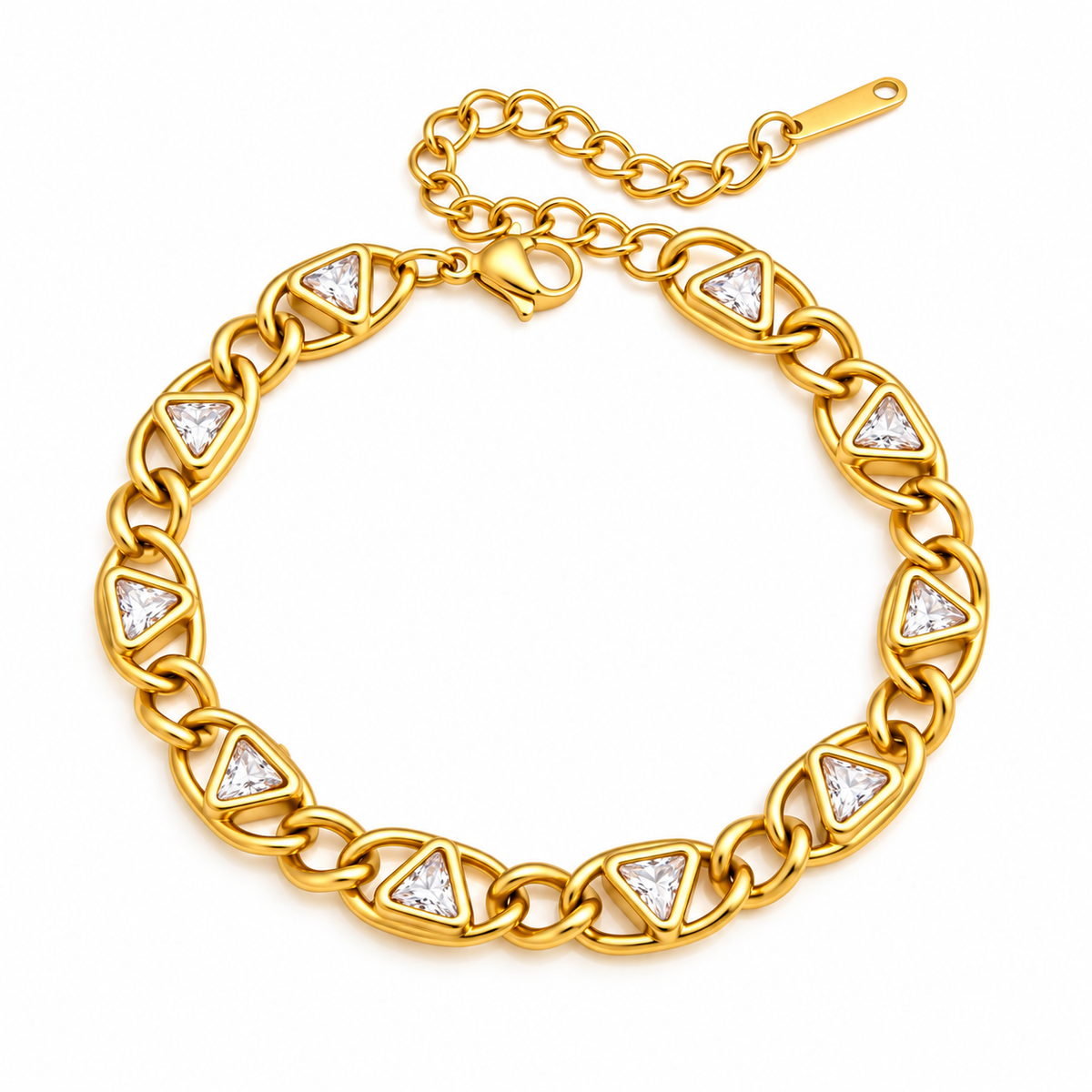 Nedda gold chain bracelet with triangular crystal accents