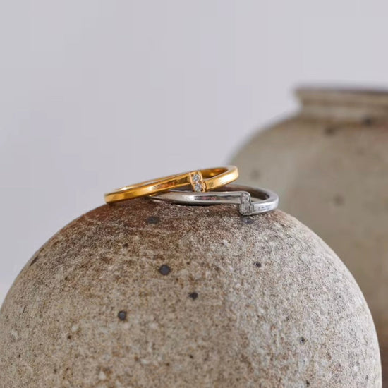 Noa Rings by XMTX Collections in 18K PVD gold and polished stainless steel, waterproof and hypoallergenic.