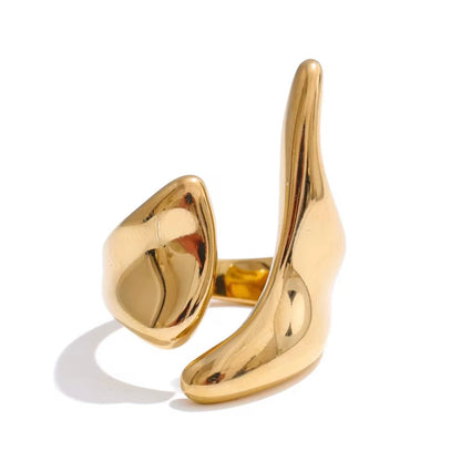 Gold ring with a unique design on a white background