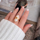 Gold mother of pearl adjustable ring modern statement design