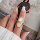 Rada mother of pearl gold open ring on hand statement jewelry