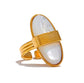 Rada ring close-up iridescent mother of pearl gold setting