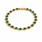Gold Railey Rhinestone Bracelet with emerald green rhinestones on white background
