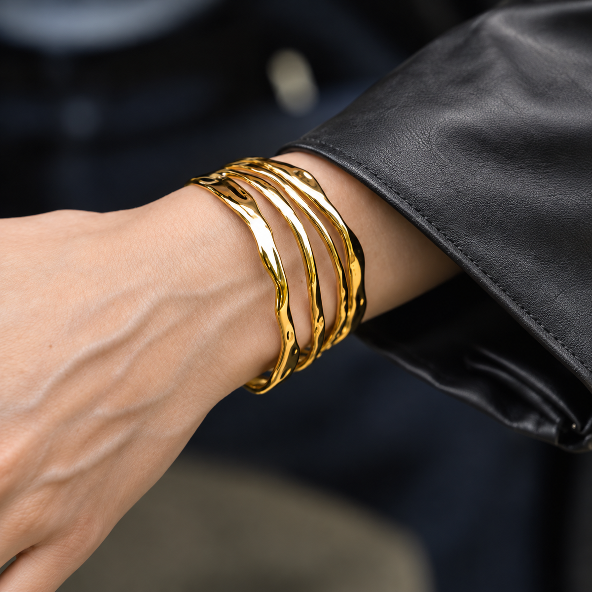 Selah Four Layers Bangle Bracelet worn on wrist