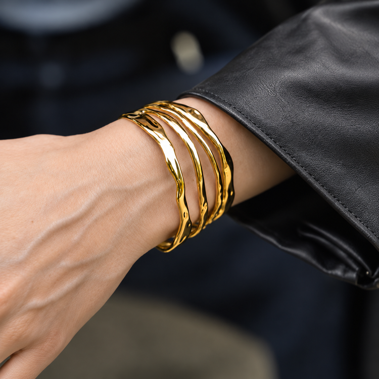 Selah Four Layers Bangle Bracelet worn on wrist