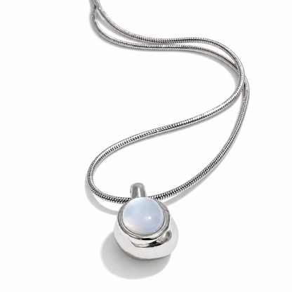 Selena silver mother of pearl pendant necklace with natural stone detail