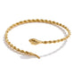 Gold waterproof snake bangle bracelet crafted from 18K PVD plated stainless steel on a white background